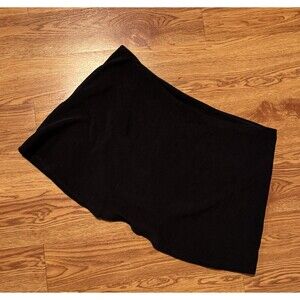 LL Bean Women Hipster Swim Skirt Swimsuit Black Rib Stretch Lined Pull On Sz 14